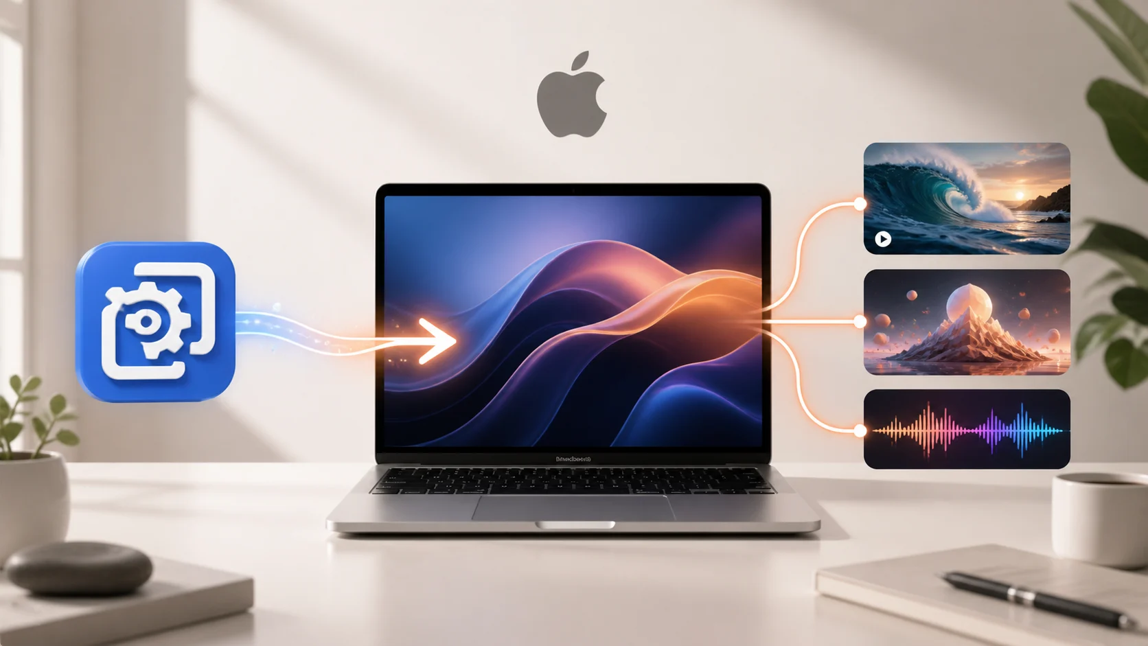 A Wallpaper Engine-style app path leading to video, generated and audio-reactive alternatives on Mac.